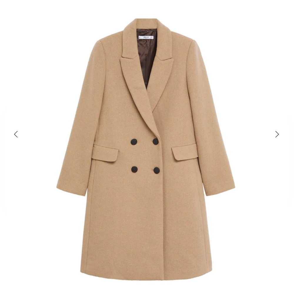 NWT Mango Dali Tan Double-breasted wool coat M